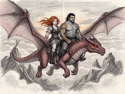 Dragonrider at Dawn — Sketch — Flux 2 Turbo