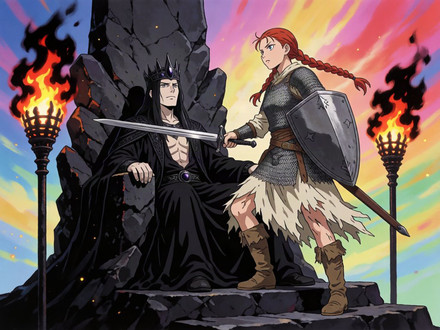 The Shieldmaiden and the Dark Lord — Anime — Krea 2 Turbo
