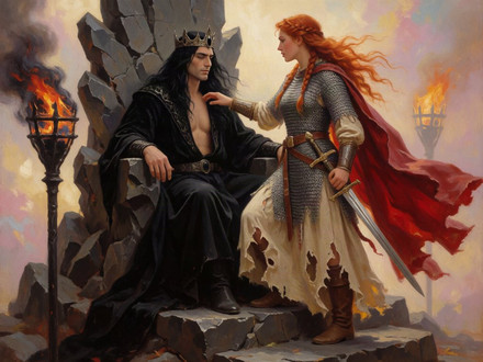 The Shieldmaiden and the Dark Lord — Classic Romance — Krea 2 Turbo