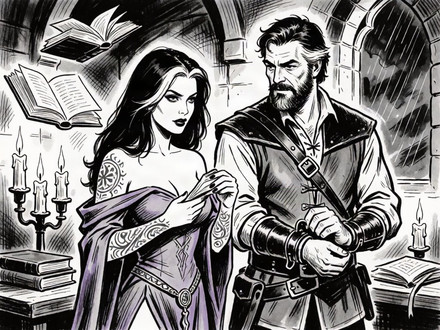 A Night in the Sorceress's Tower — Pulp Ink — Krea 2 Turbo