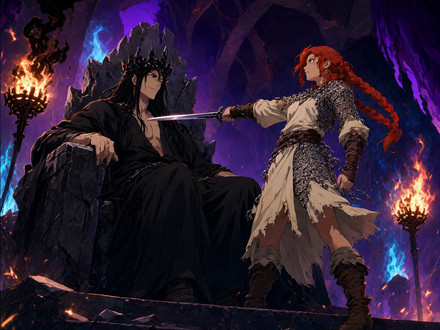 The Shieldmaiden and the Dark Lord — Anime — Qwen Image 2.1