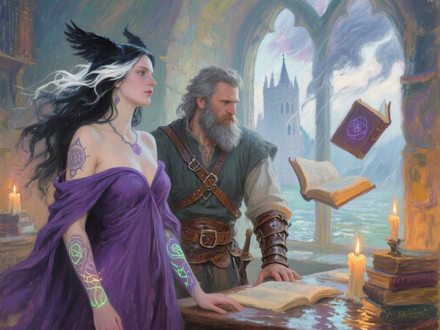 A Night in the Sorceress's Tower — Impressionism — Qwen Image