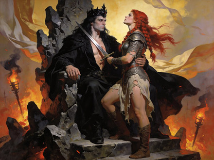 The Shieldmaiden and the Dark Lord — Classic Romance — Seedream V4.5