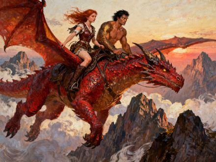 Dragonrider at Dawn — Oil Painting — Seedream V4