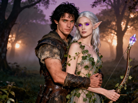 Fantasy Romance in the Whispering Grove — Retro — Seedream V4