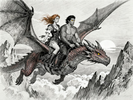 Dragonrider at Dawn — Sketch — Seedream V4