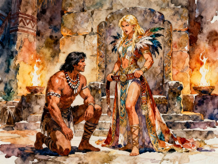 Tribal Guardian's Desire — Watercolor — Seedream V4
