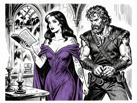 A Night in the Sorceress's Tower — Pulp Ink — Z-Image Turbo