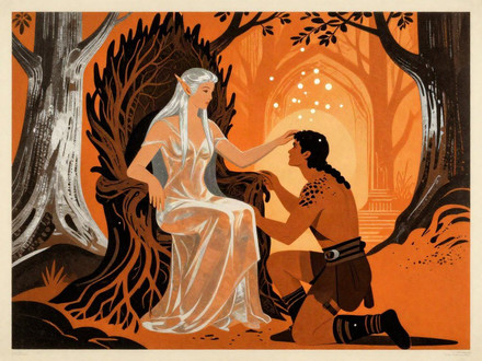 The Elven Queen's Champion — Vintage Poster — Z-Image Turbo
